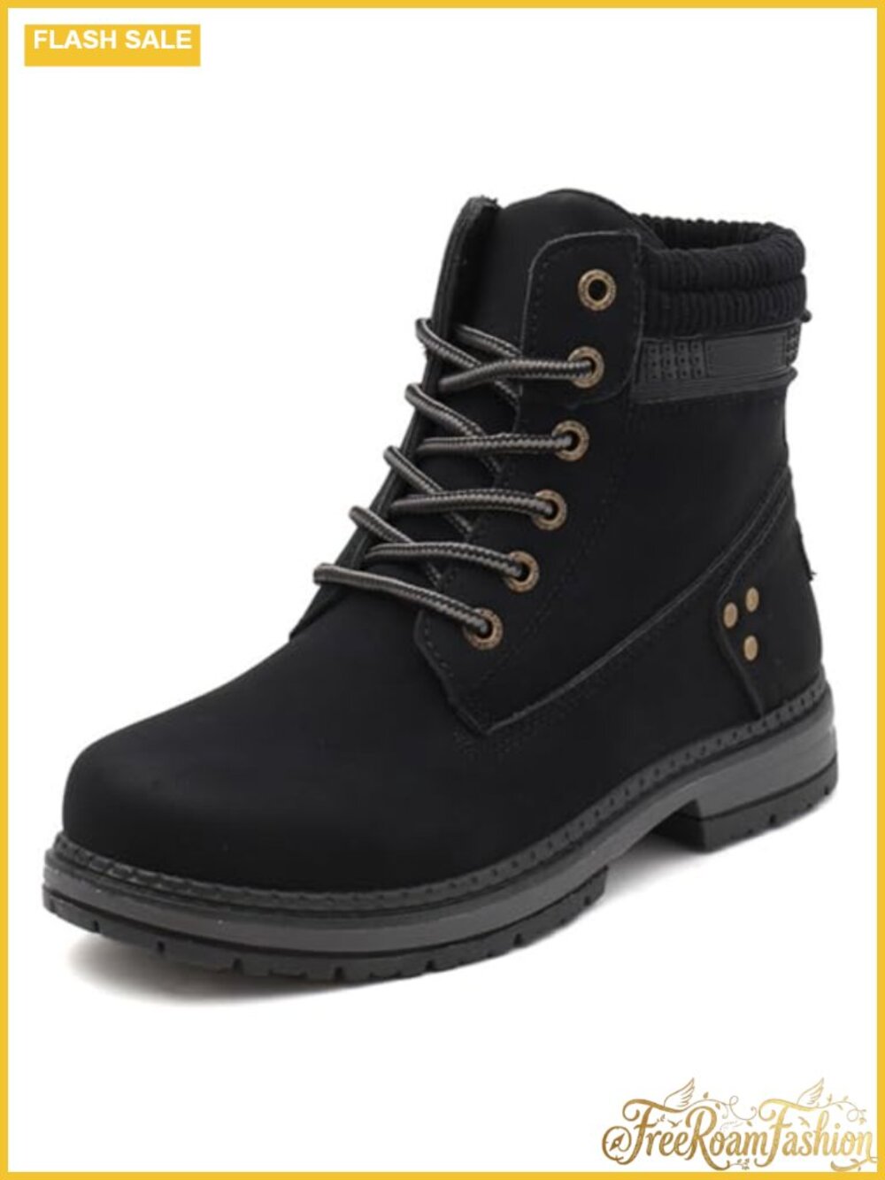 Women's Waterproof Fur Lined PU Lace Up Hiking Combat Boots Ankle